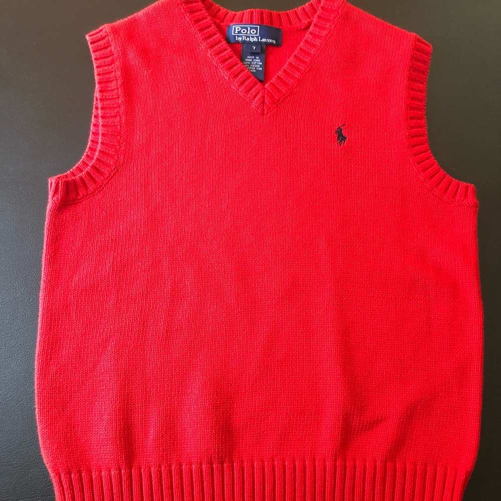 Polo red sweater vest size 7 boys